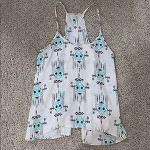 Cream, Turquoise, Black Tank Top